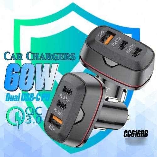 Dual USB C Car Charger, 60W PD (30W + 30W) Super Fast Charging Adapter Metal image 4