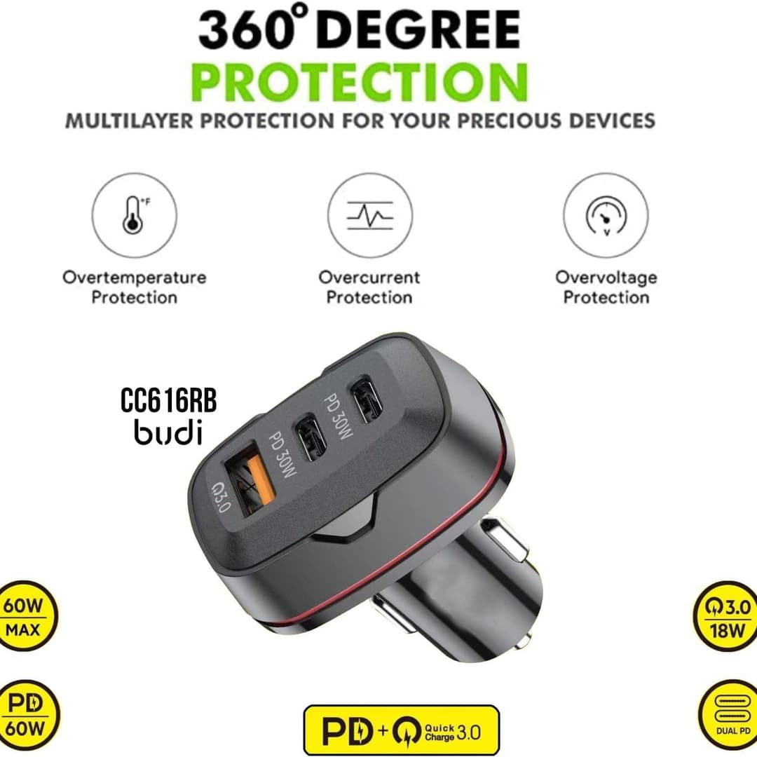 Dual USB C Car Charger, 60W PD (30W + 30W) Super Fast Charging Adapter Metal image 8